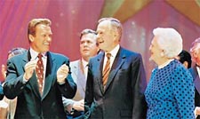 Arnold Schwarzenegger, President George Bush and Mrs. Bush