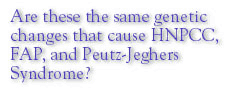 Are these the same genetic changes that HNPCC, FAP, and Peutz-Jeghers Syndrome?