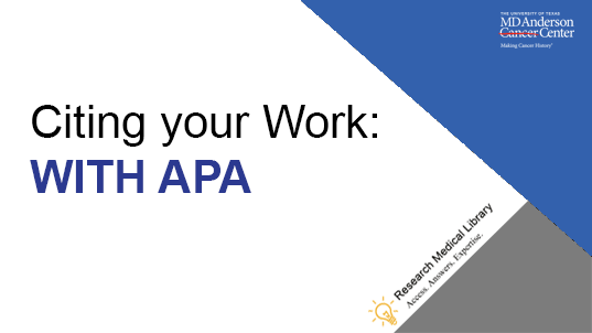 Citing your work: with APA