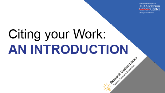 Citing your work: An Introduction