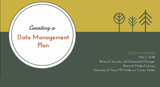 Video title: Creating a Data Management Plan