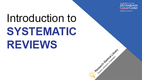 Introduction to Systematic Reviews