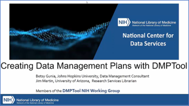 Video title: Creating Data Management Plans with DMPTool. December 13, 2022.